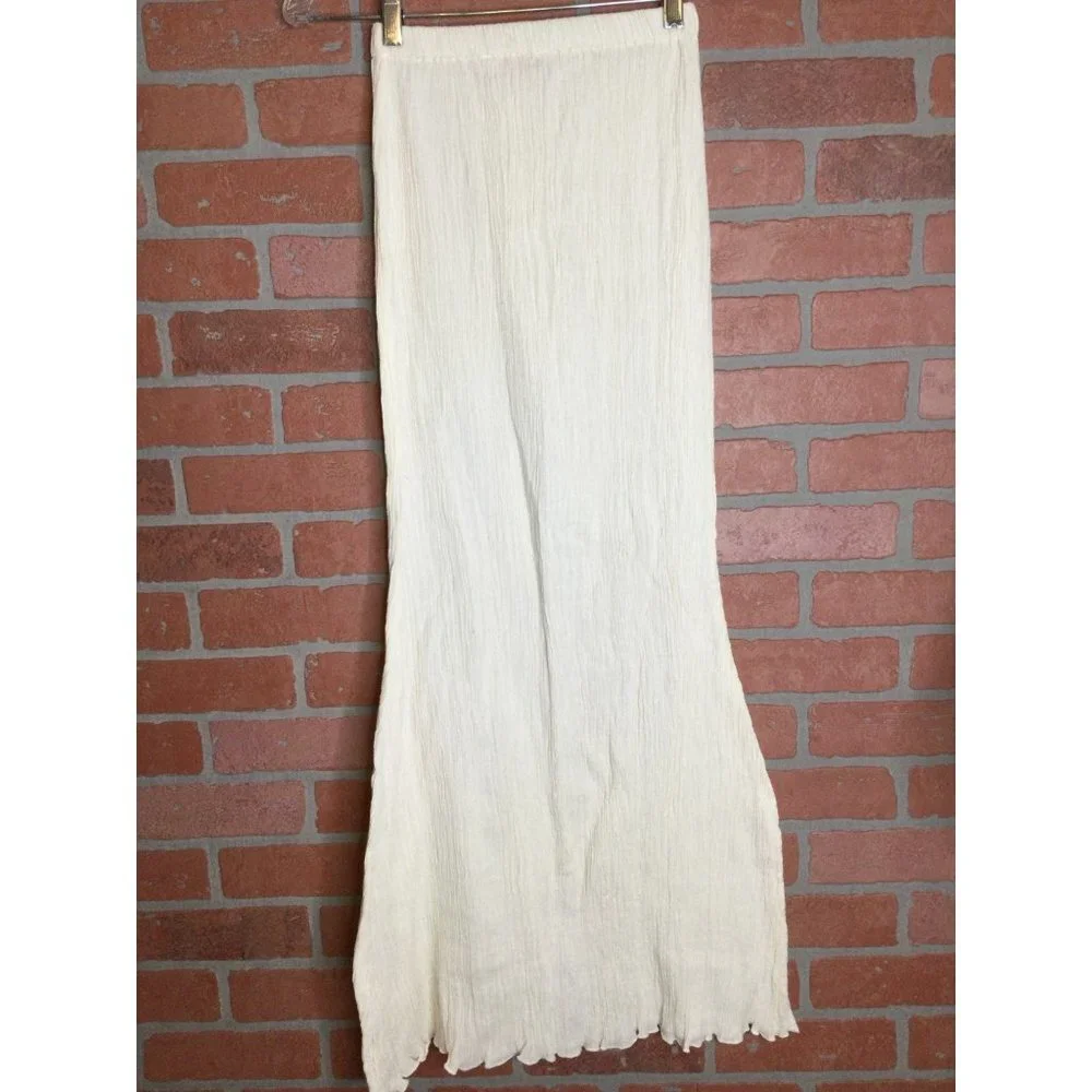 Savannah Morrow Organic Cotton Gauze Maxi Skirt Elastic Waist Beige Size XXS